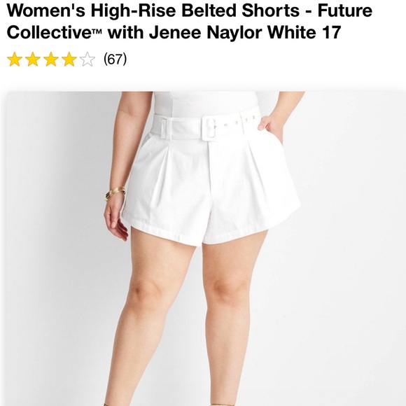 Future Collective women’s high rise belted white shorts NWT - Picture 4 of 14